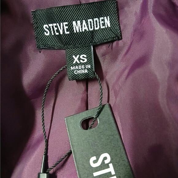 Steve Madden Womens Belted Long Coat Size XS Purple Textured Winter Chic Cozy - Picture 6 of 11